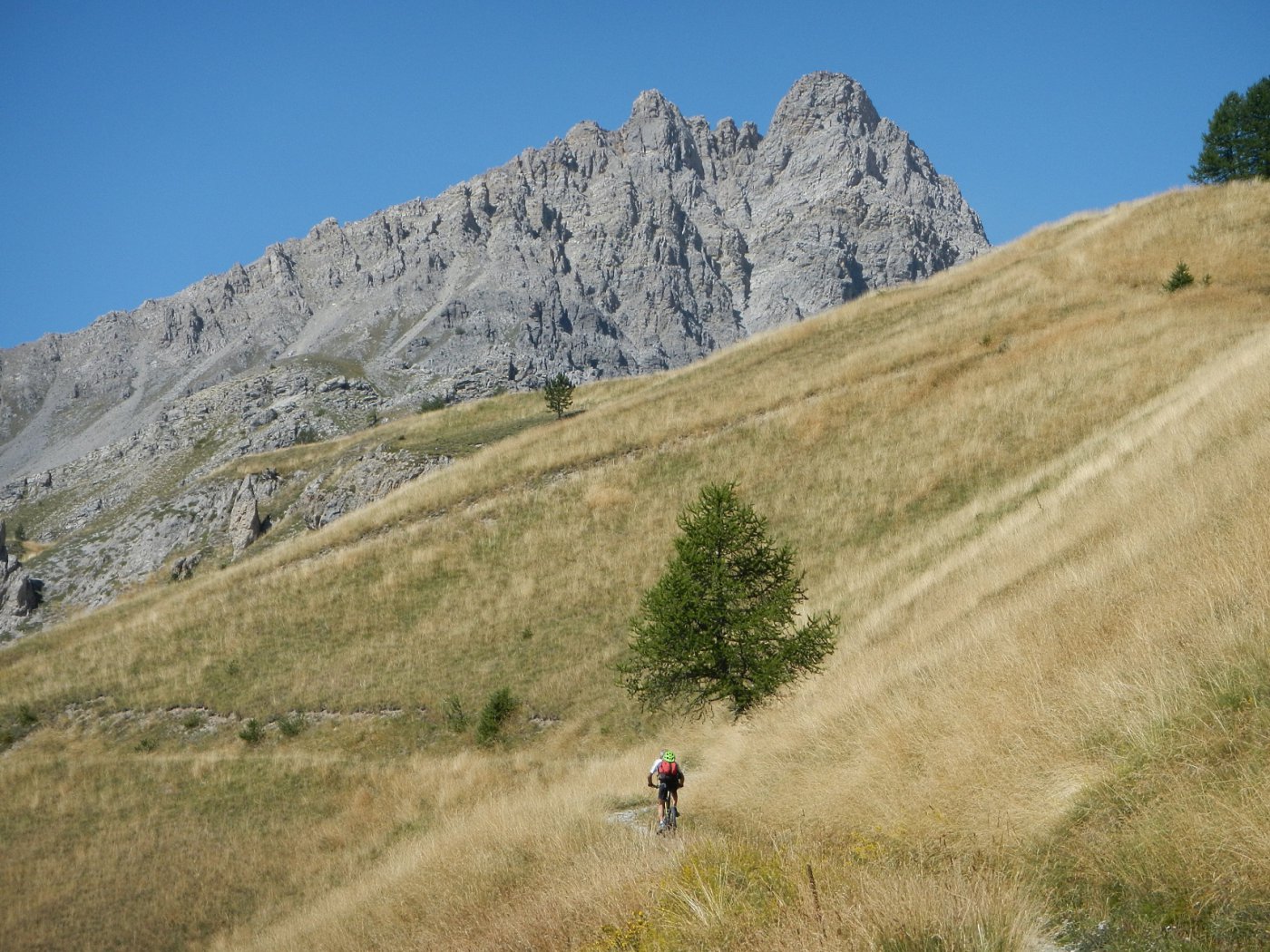 oltre il Poggio:l'ambiente diventa molto bello dominato dalla Punta Quattro Sorelle