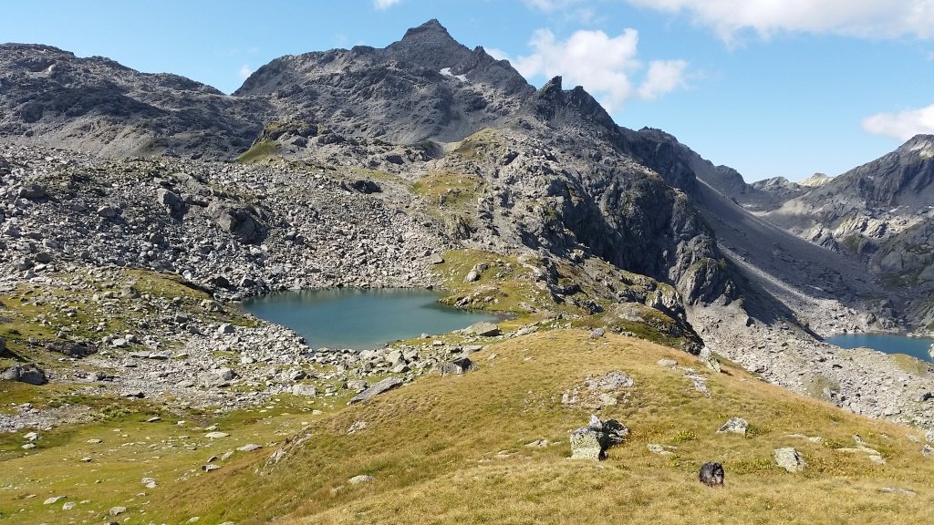 L’arrivo al promontorio sul lago dove il sentiero termina; il percorso è comunque nel vallone di fronte.