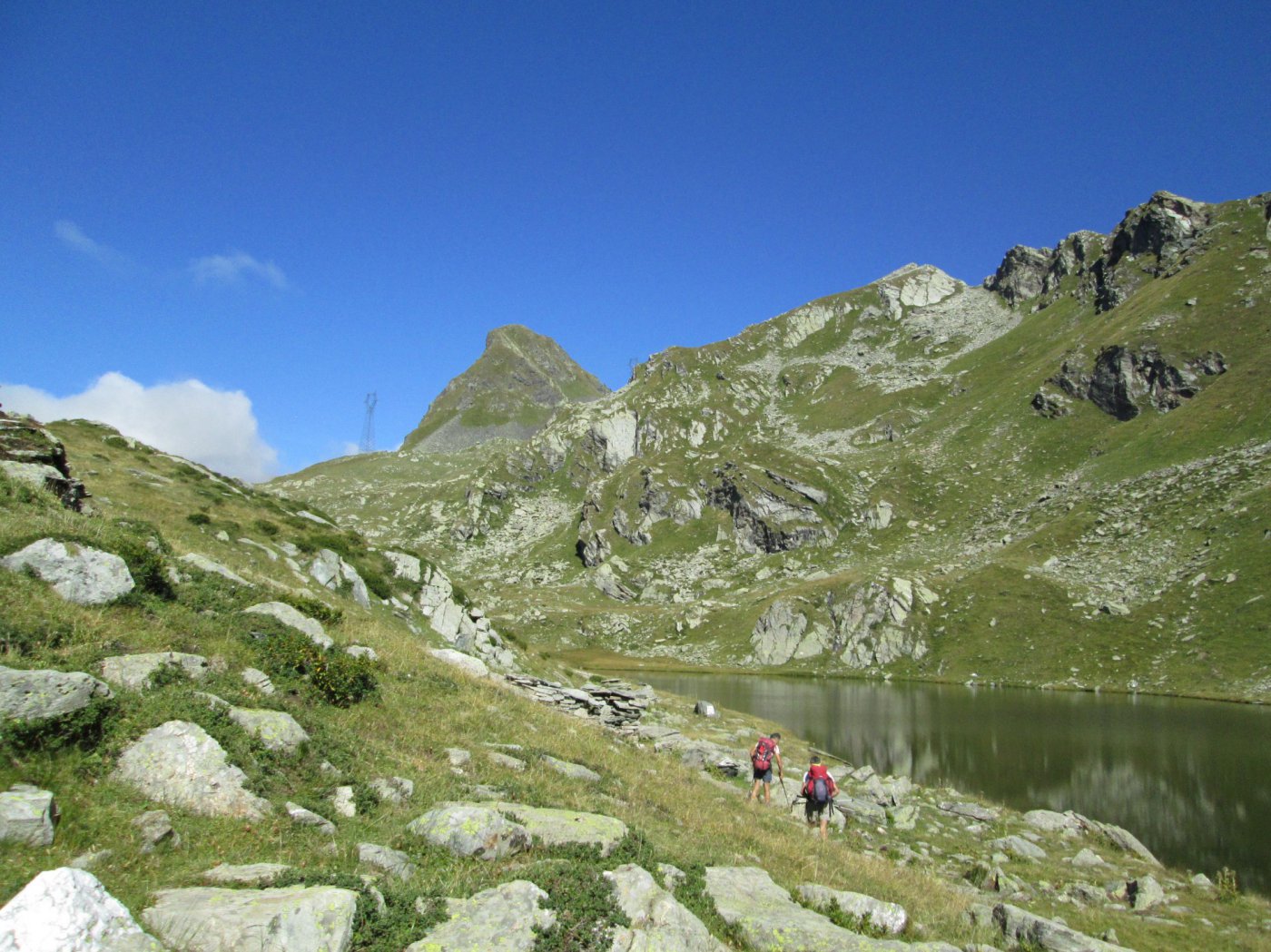 in salita verso la punta Santanel