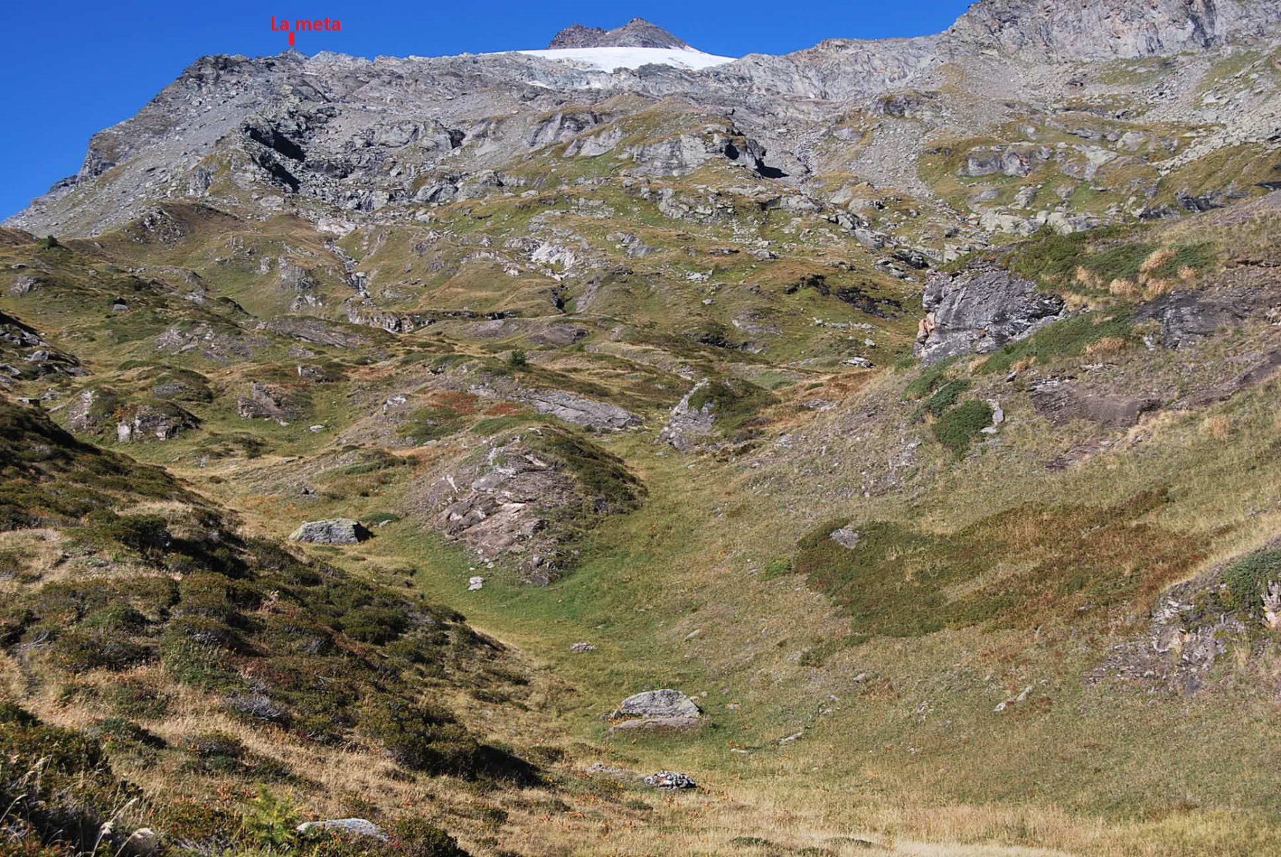 La meta sbarcando al pianoro di Plan Petet