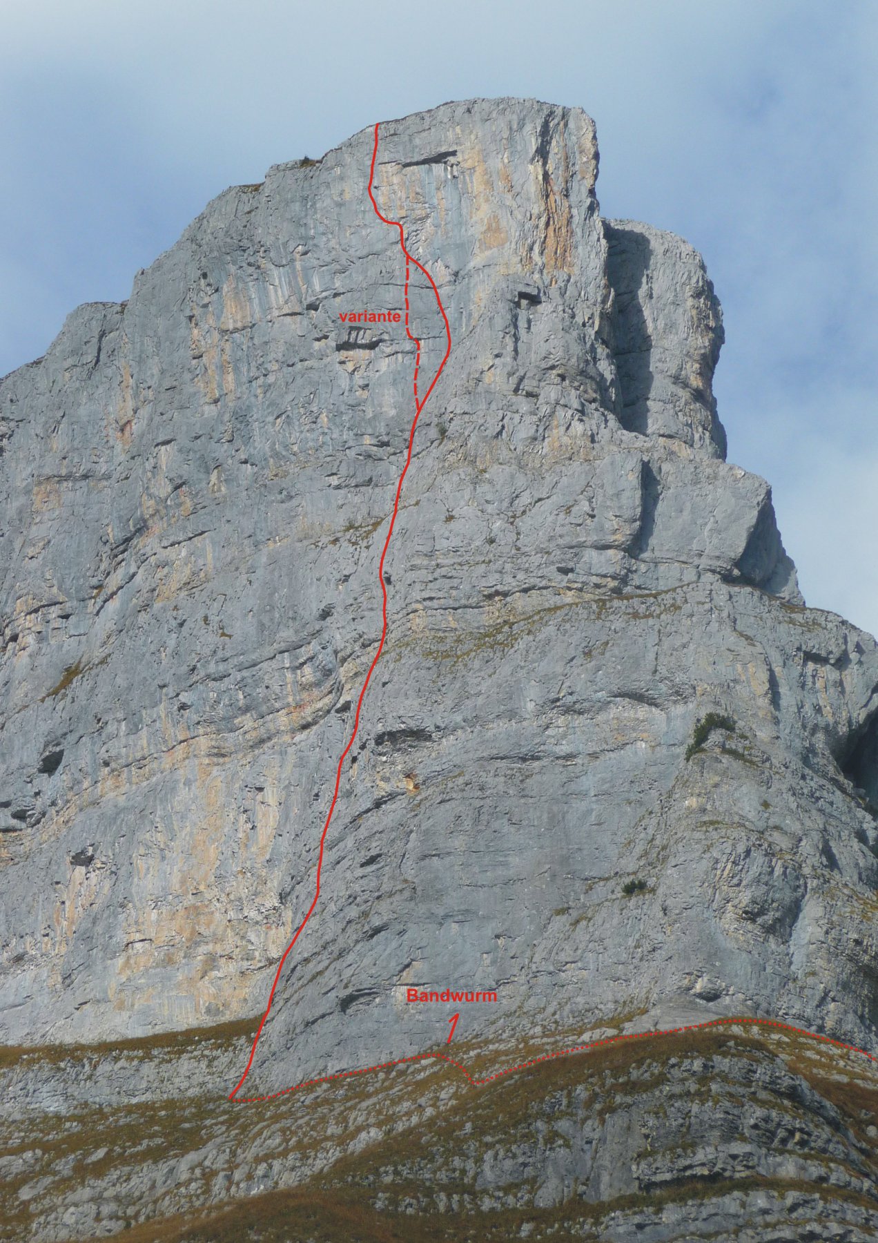 parete e tracciato della via