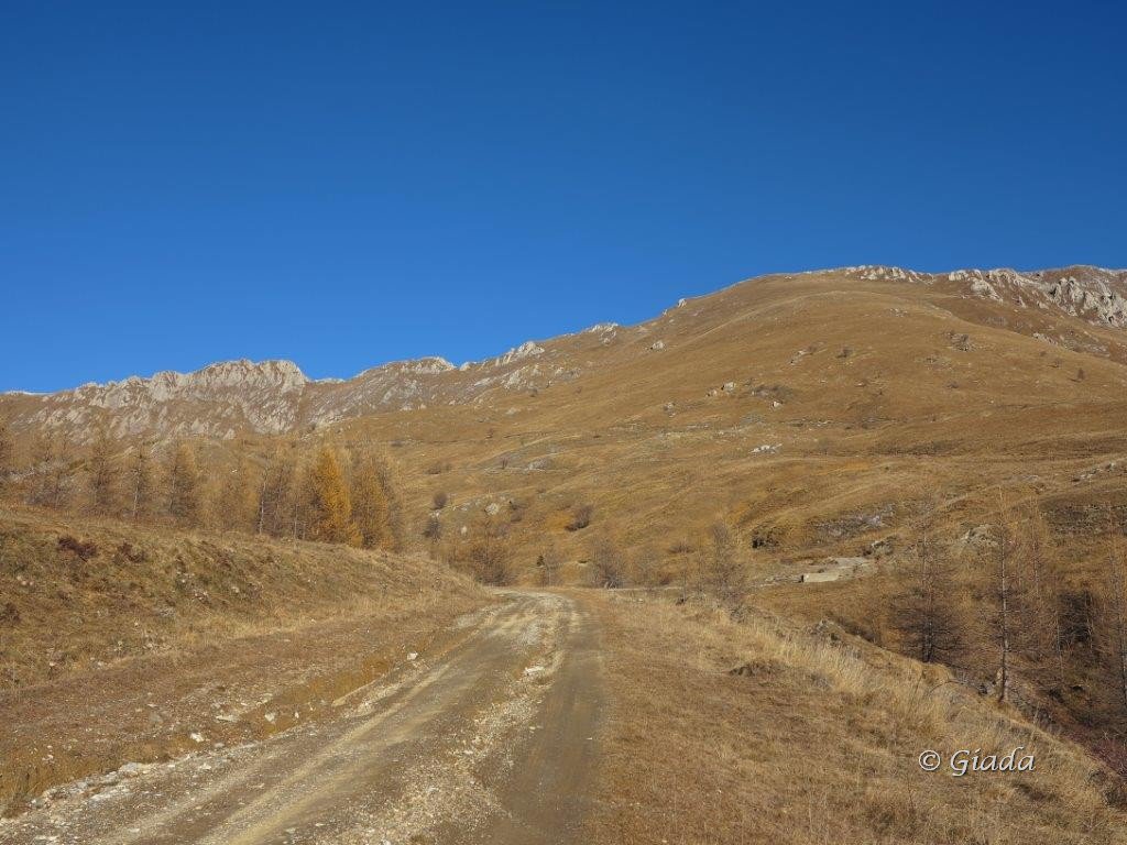 Il pendio di salita visto dalla strada
