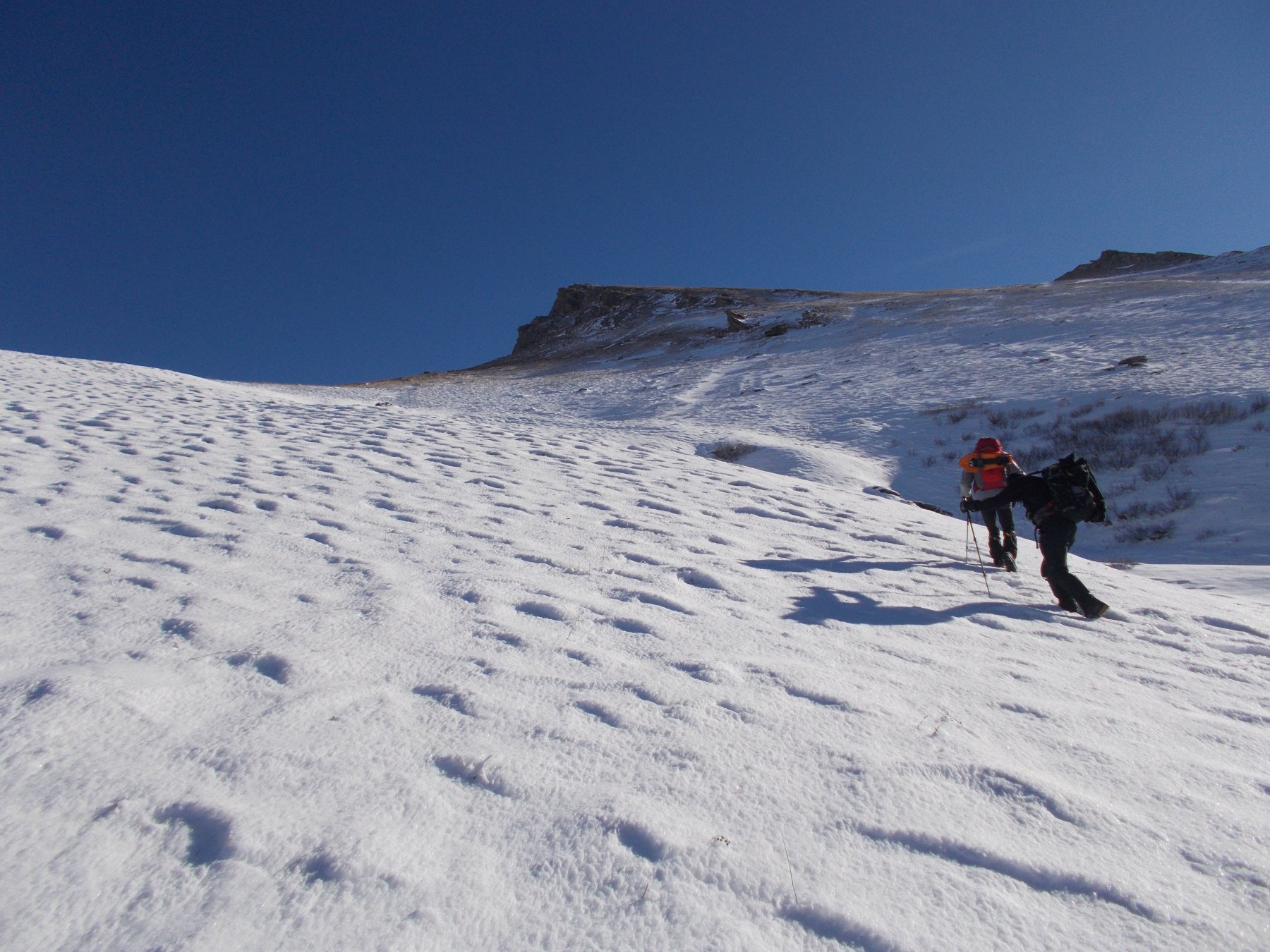 l'unico tratto con piu' neve verso la Rocca Cucuja..
