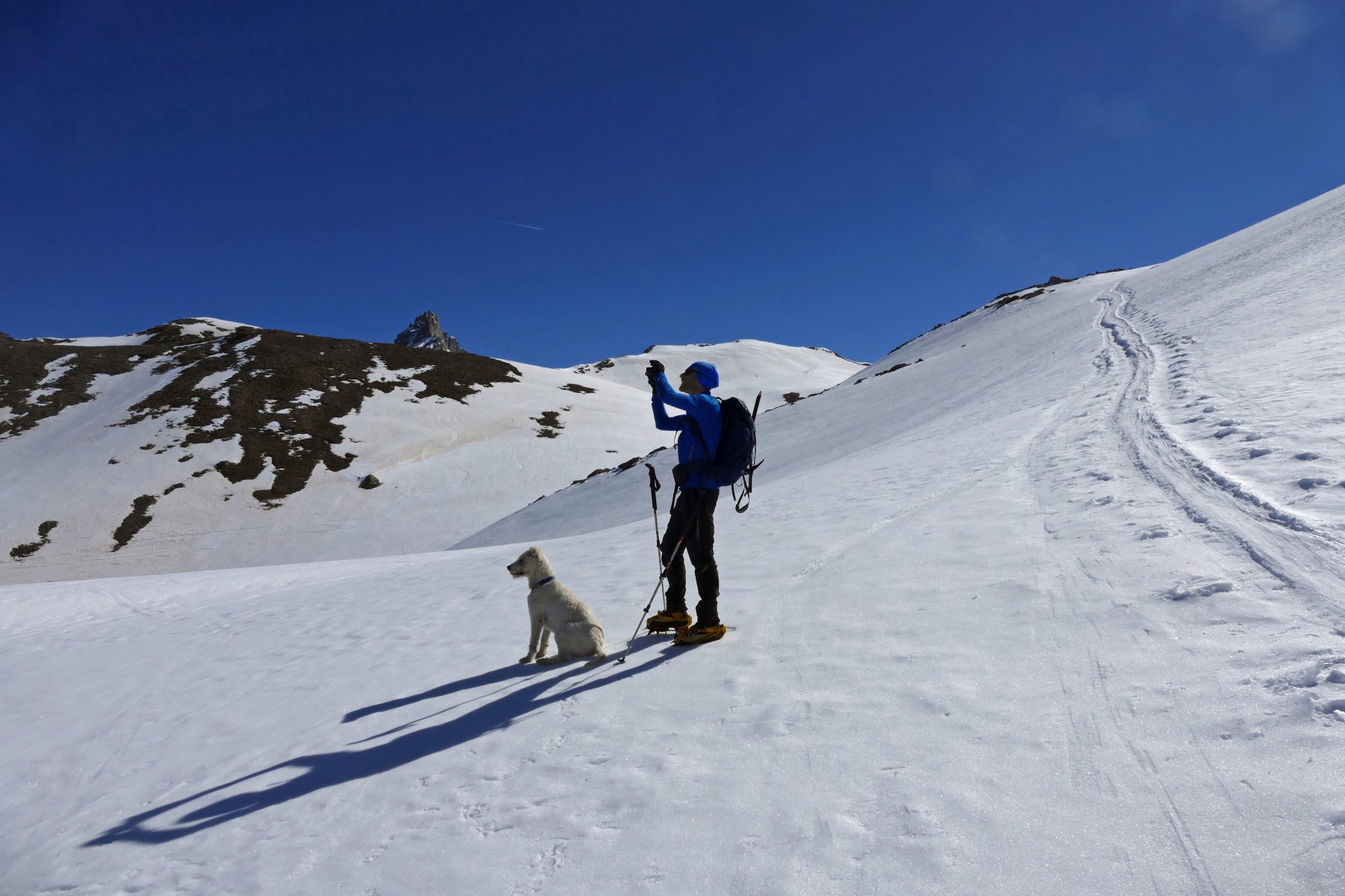 Fabio  e Buck durante la salita