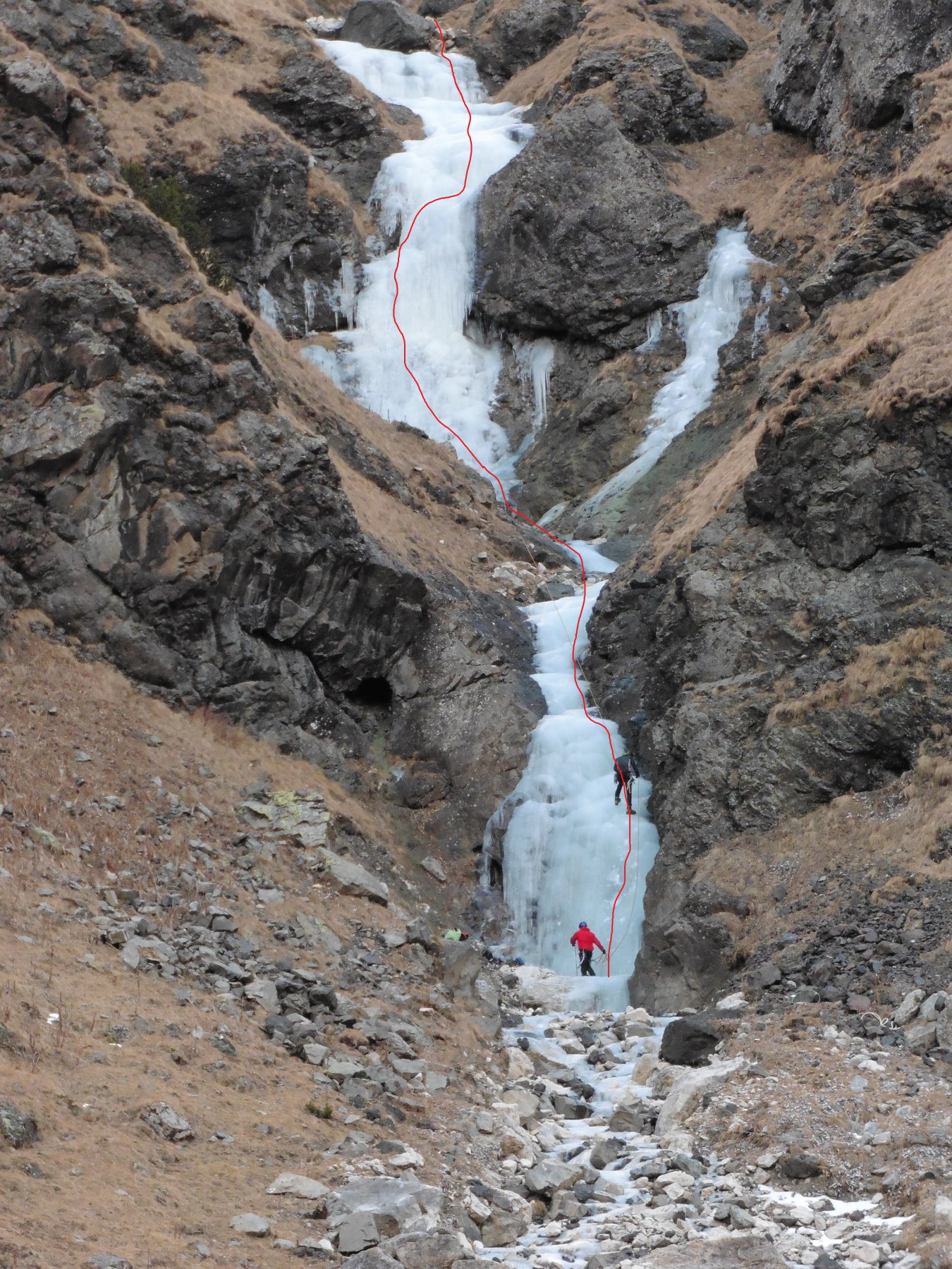 Il tracciato della cascata della Marmolada