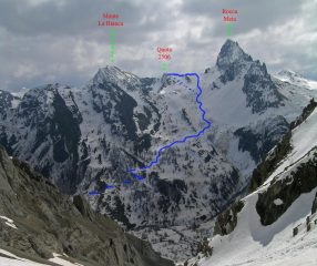 Itinerario Quota 2506 Rocca Meia cresta Nord, visto dal canale del Cassorso