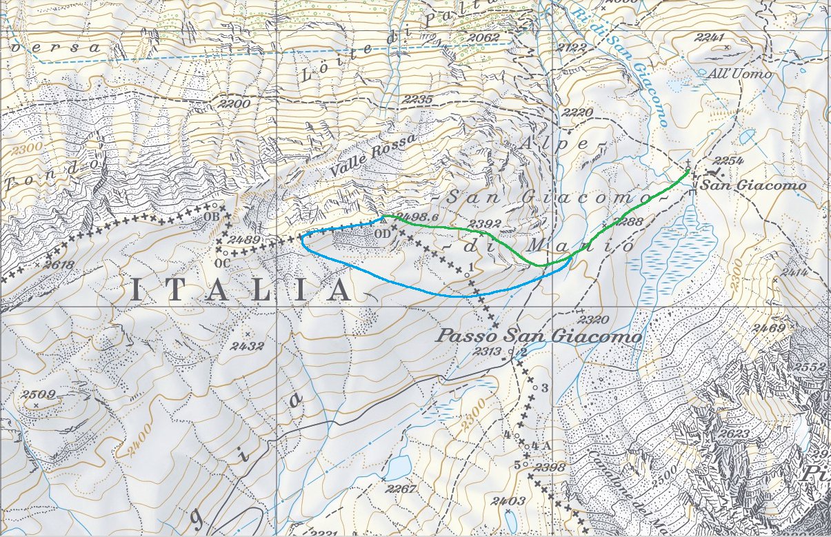 Verde diretta - Blu normale