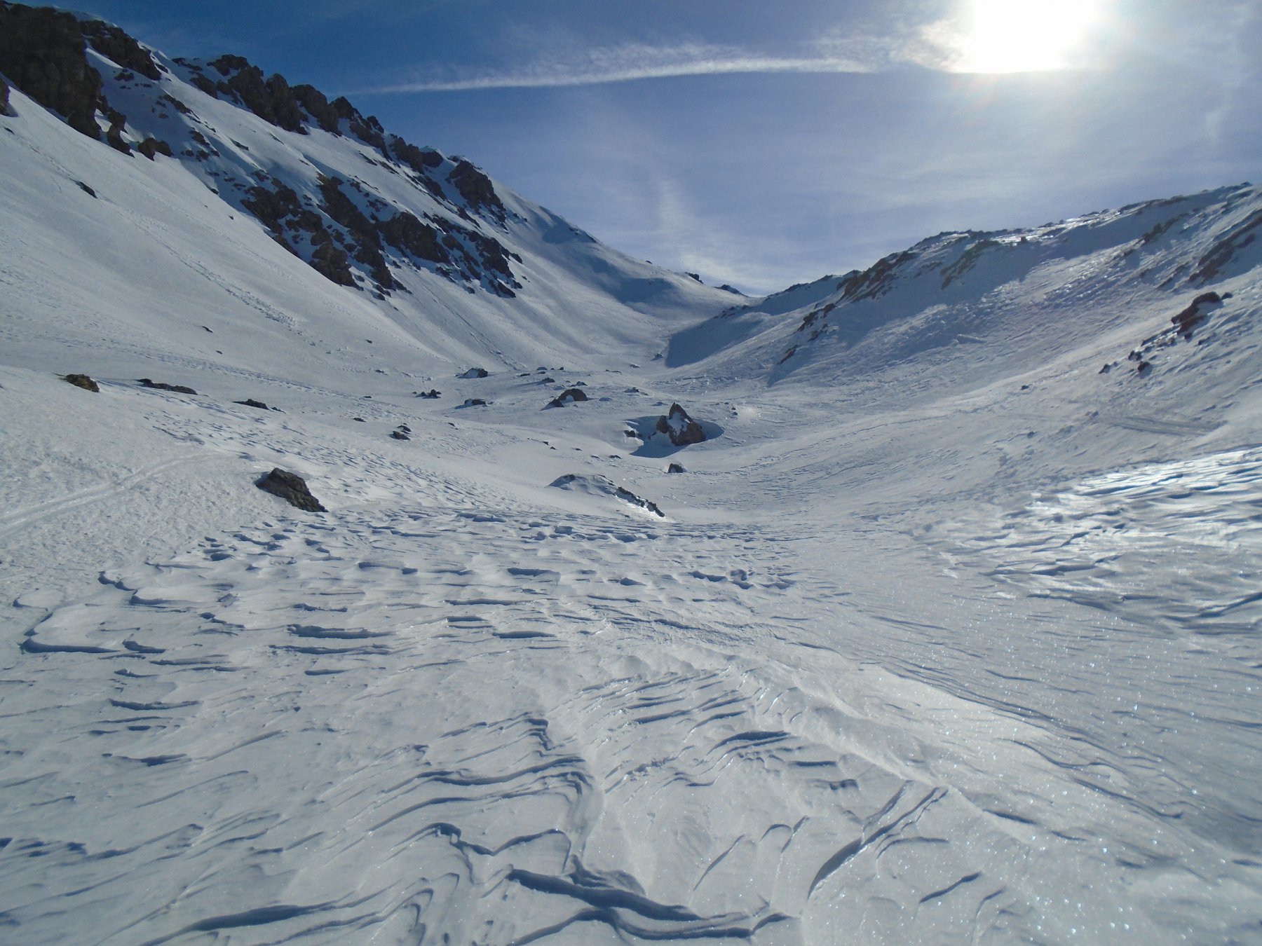 Seconda conca, Passo Vanclava, pendio-cresta per la vetta a sx