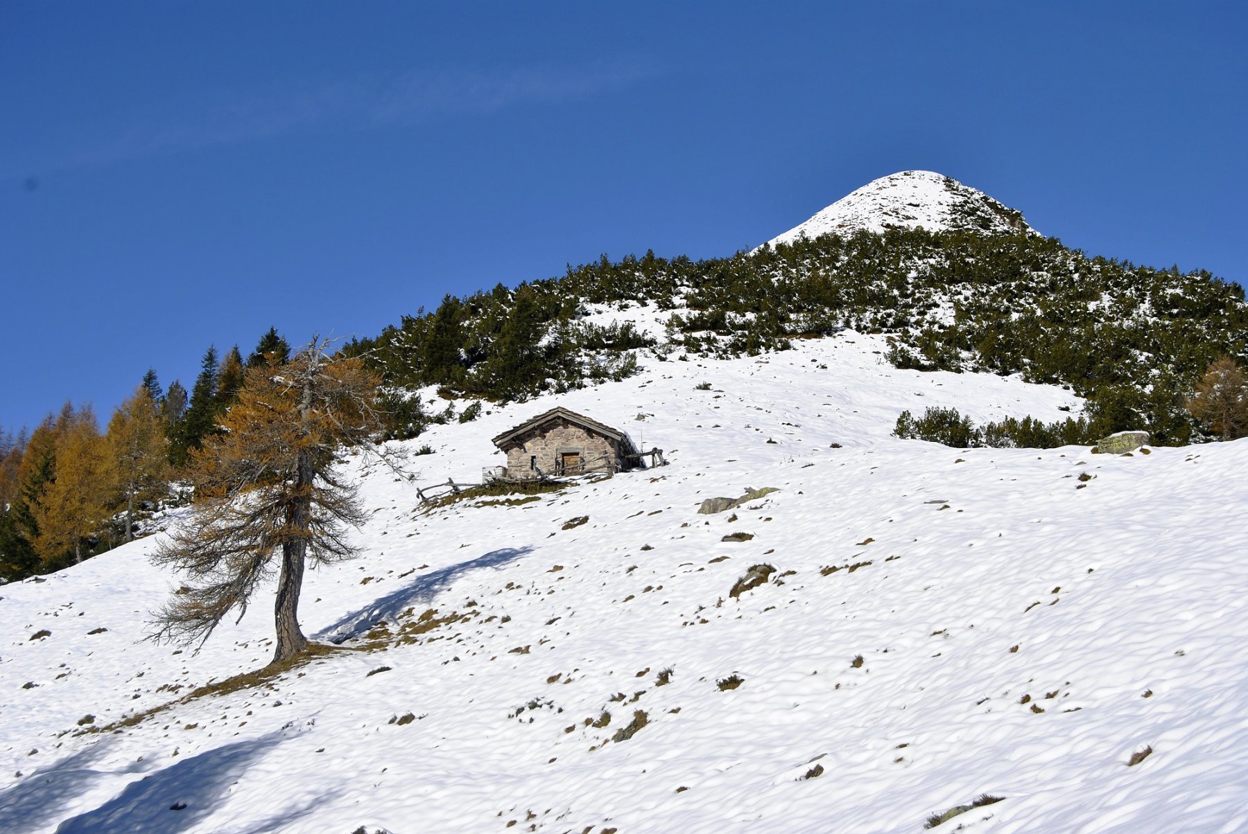 Forcella di Zulino e Baita alta di Zulino 1750 m. Dietro l'antecima del Campagano
