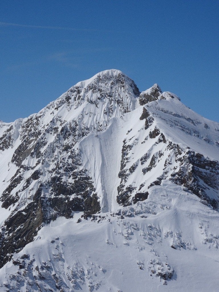 La linea appena scesa. Foto scattata lo stesso giorno dalla P. Girard da due alpinisti francesi e pubblicata su Skitour 