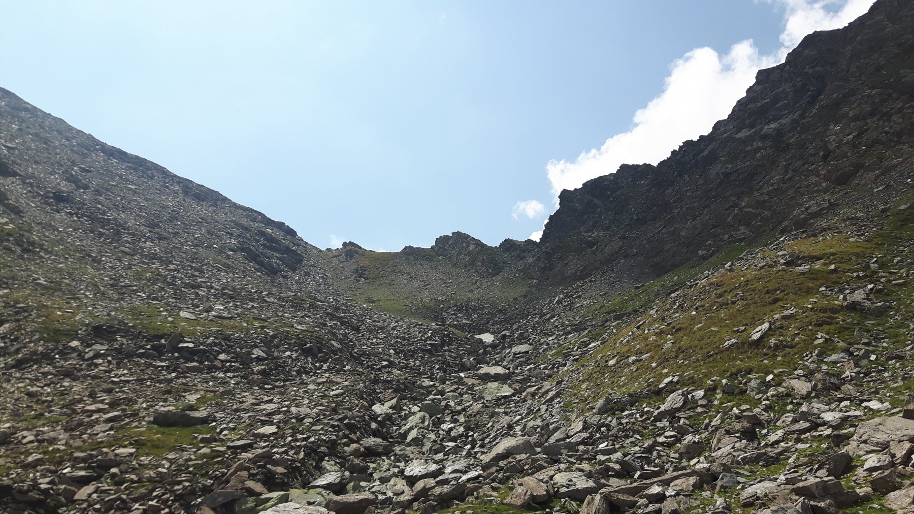 Guardandosi alle spalle sulla discesa dal Colle dell'Arcano