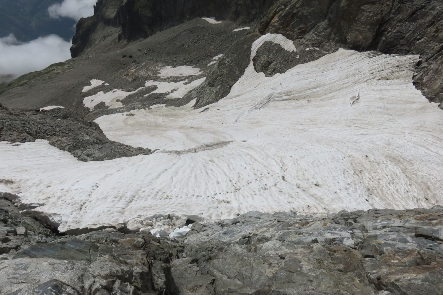 il ghiacciaio dall'inizio della cengia