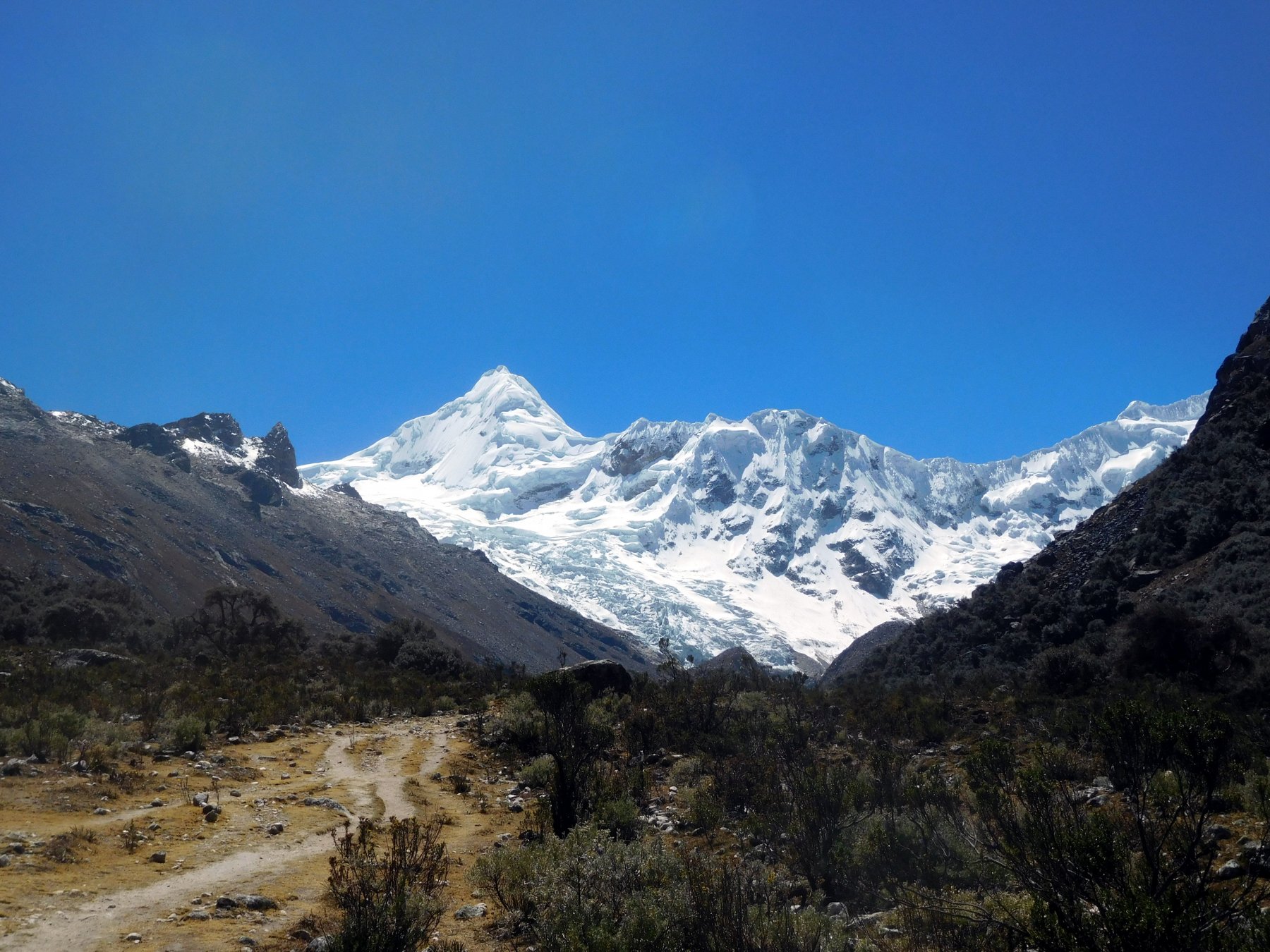 lo splendido Tocllaraju scendendo dal rifugio