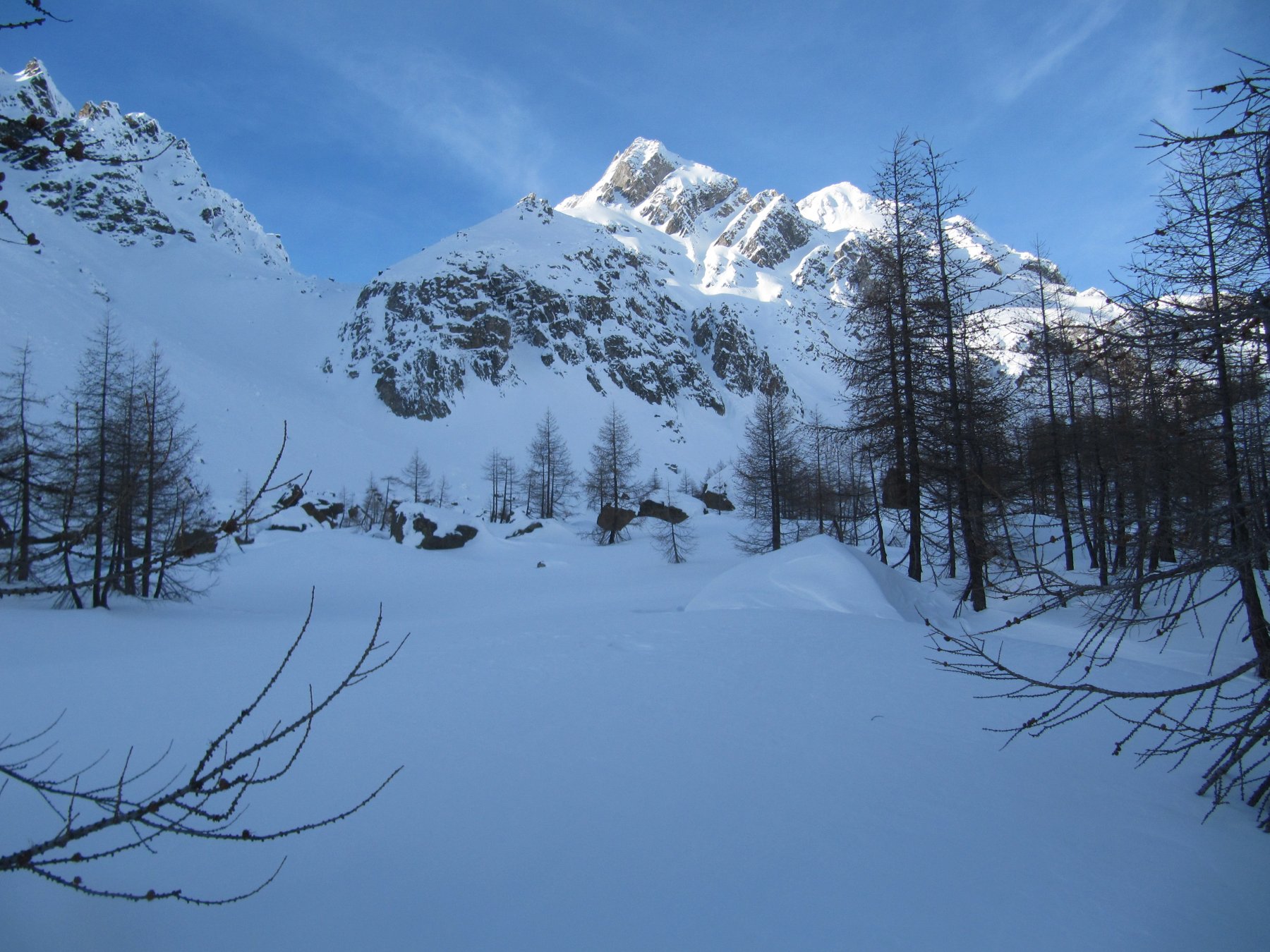 Fine del bosco in valdeserta e a sn canale per passo crampiolo