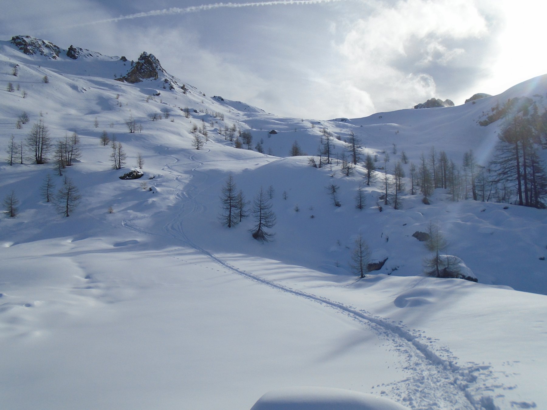 Bella neve in discesa sulla parte alta