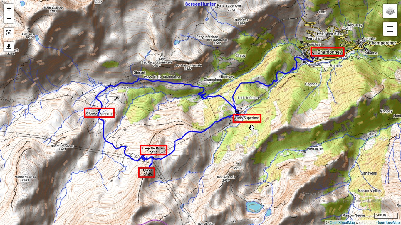 L'itinerario con partenza da Laris, raggiunta in funivia