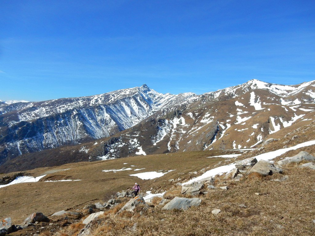 salendo, sguardo verso il Pizzo d'Ormea e Ciuaiera 