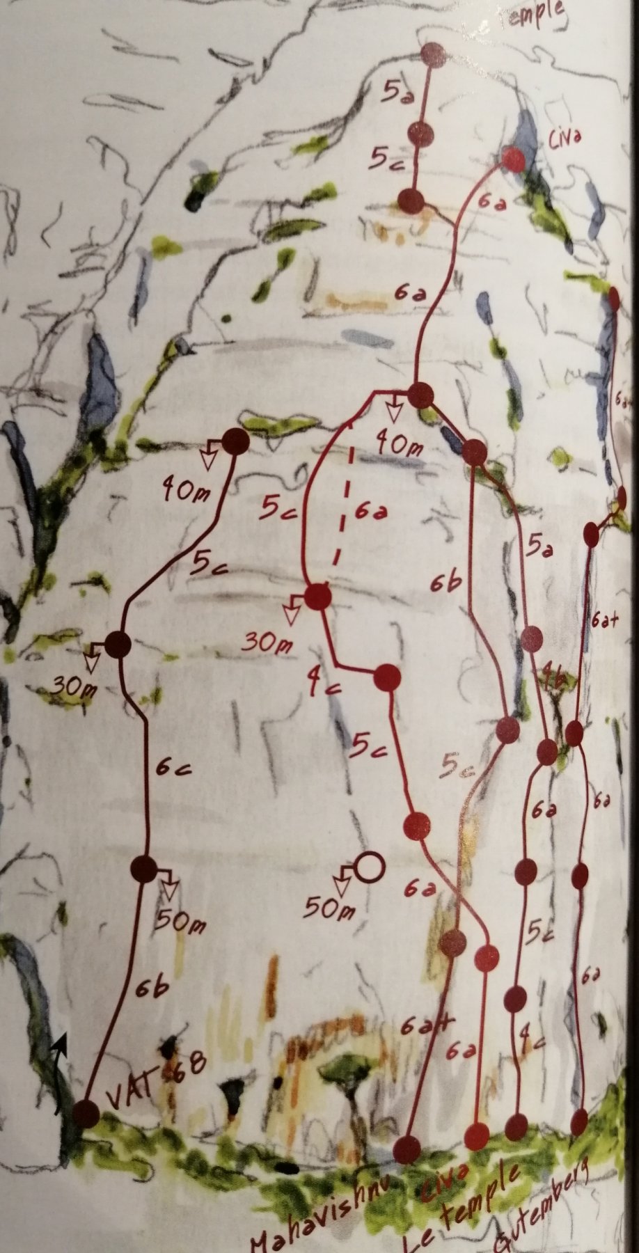 Vie del settore Temple, da Calanque Escalade Ed. VTOPO