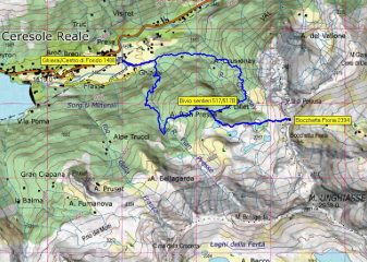 mappa con traccia GPS. Sentiero 517 a ovest, 517B a est.