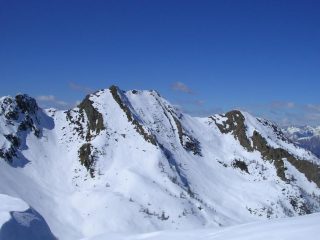 Il pizzo Olano e il pizzo dei Galli visti dalla cima Rosetta