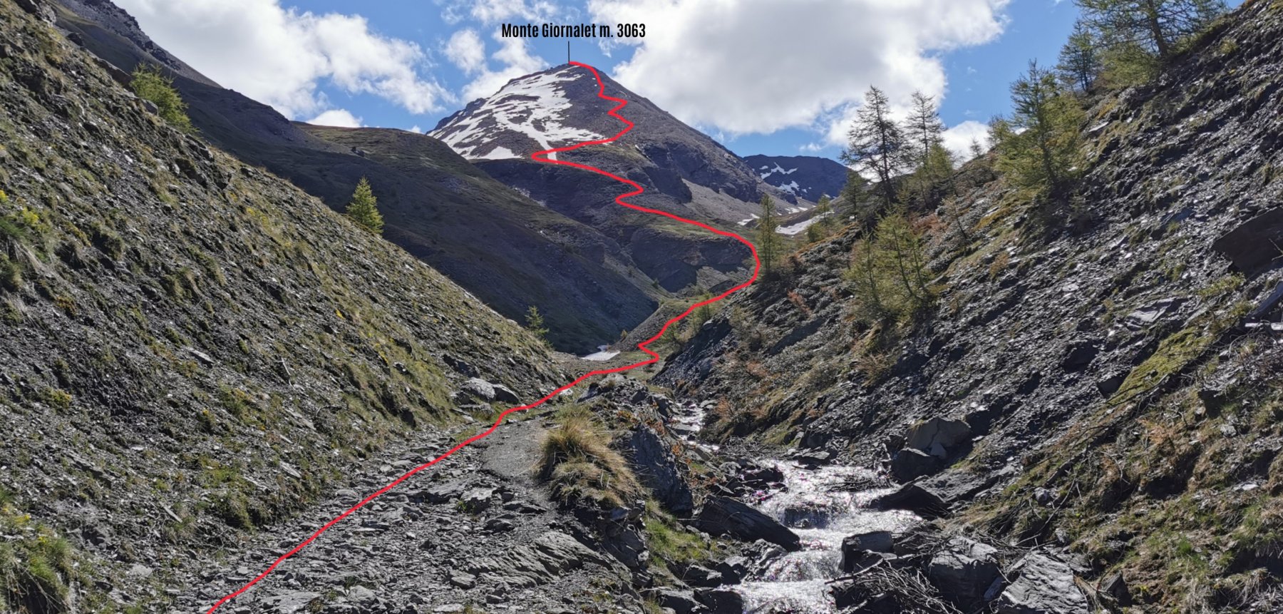 parte alta del percorso osservata dal Vallone Colombiere