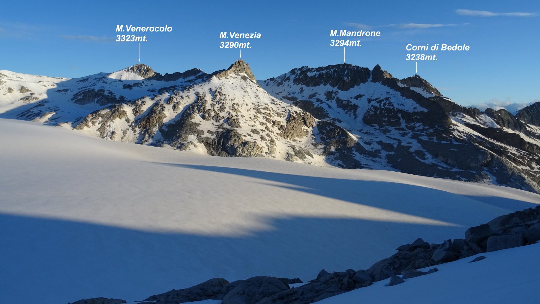 Panorama sulla Vedretta del Mandrone. 