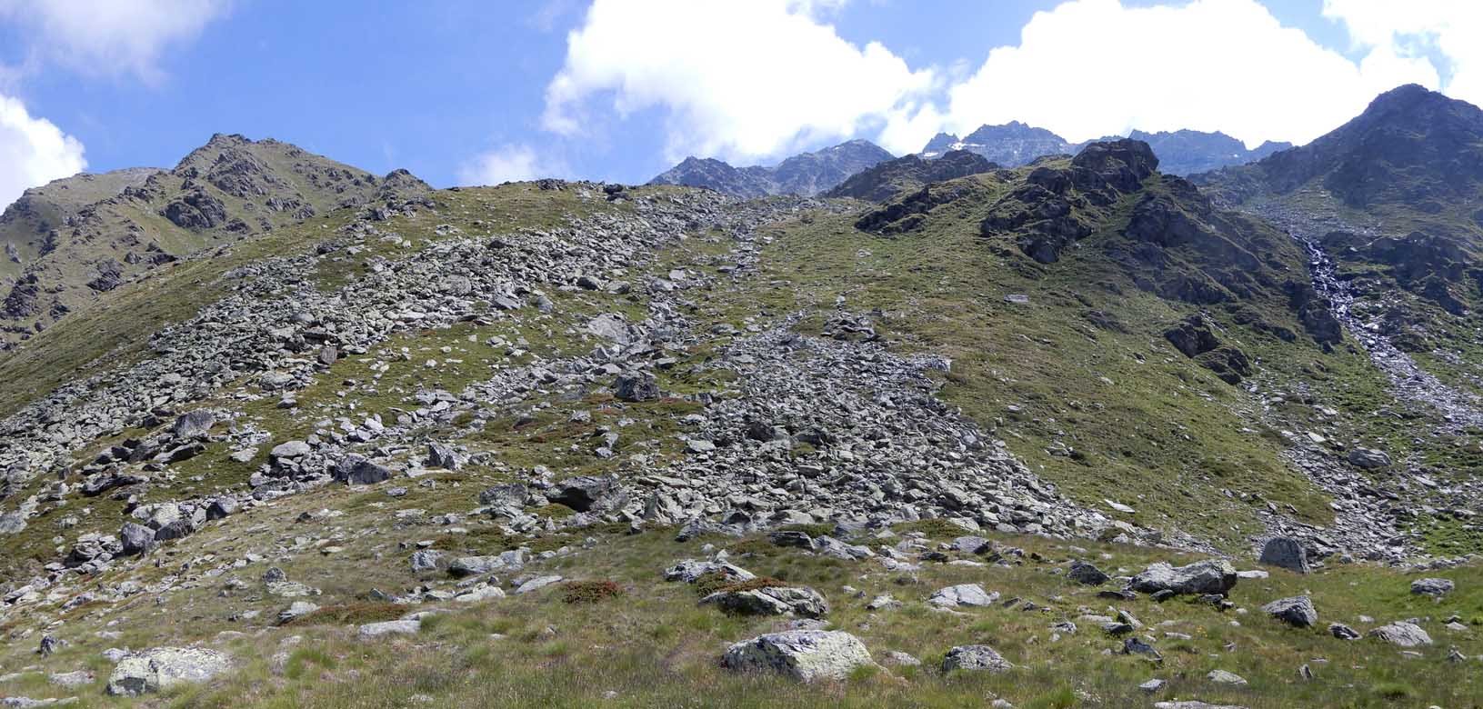 pendio oltre la spalla erbosa