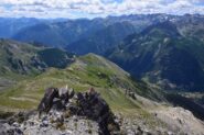 La cresta di salita e le Marittime dall'anticima
