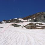 La nostra linea di salita al Rutor, per ora tutta su neve.