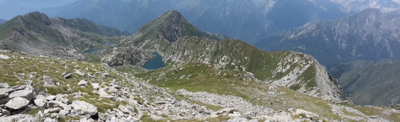 Da Pian Talorno il Canaussa con, a destra, il Montin e lontana Cima delle Gheule
