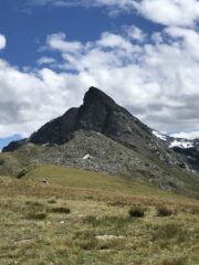Dal col Crotey si vede la parete da risalire 