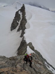 Prima parte di cresta dopo il tratto nevoso
