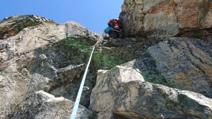 Il tratto di 6b, appena sopra la sosta.