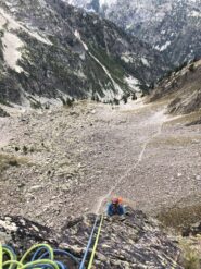Papà in cima alla quarta lunghezza 