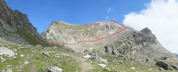 Il percorso dal colle alla punta