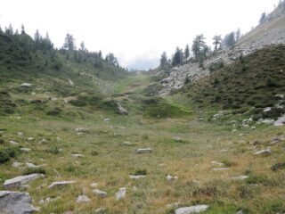 Il Valloncello che porta alla Bocchetta dei Laghetti visto dall'alto
