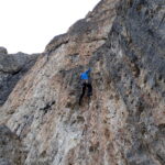 Uno dei tratti di roccia gialla e difficile.