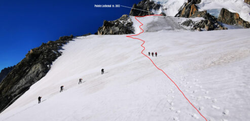 parte finale dell'itinerario di salita osservato dai pressi del Col du Gros Rognon