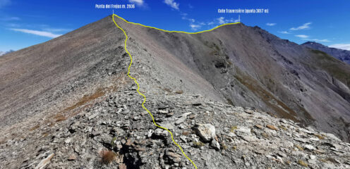 itinerario di salita osservato dalla quota 2797 m