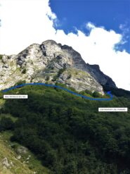 Sperone roccioso da aggirare visto dal costone