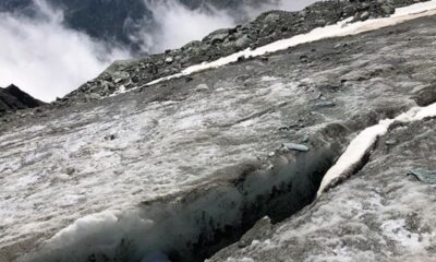 Crepacci ben visibili in discesa (non così evidenti al mattino)