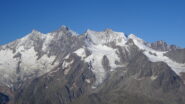Taschhorn, Dom de Mischabel, Lenzspize, Nadelhorn, Stecknadelhorn, Hobarghorn, Dirruhorn