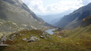 Uno sguardo indietro verso il rifugio Vallanta salendo verso il passo di Vallanta