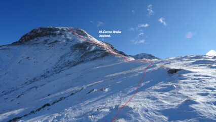 La traccia di salita.