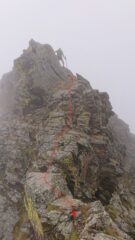 Il tratto roccioso da scendere con attenzione