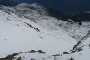 la traccia di salita con la Punta Chaligne a sinistra