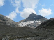 La P.ta Bassac nord, con ciò che resta del ghiacciaio del Truc Blanc