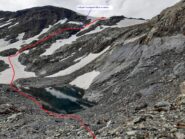 L’arrivo al laghetto dove iniziano i nevai