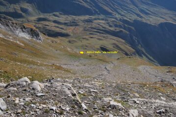 Via di salita vista arrivati quasi alla sommità del pendio 
