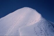 Fuori dalla parete, la cresta finale che porta in vetta.